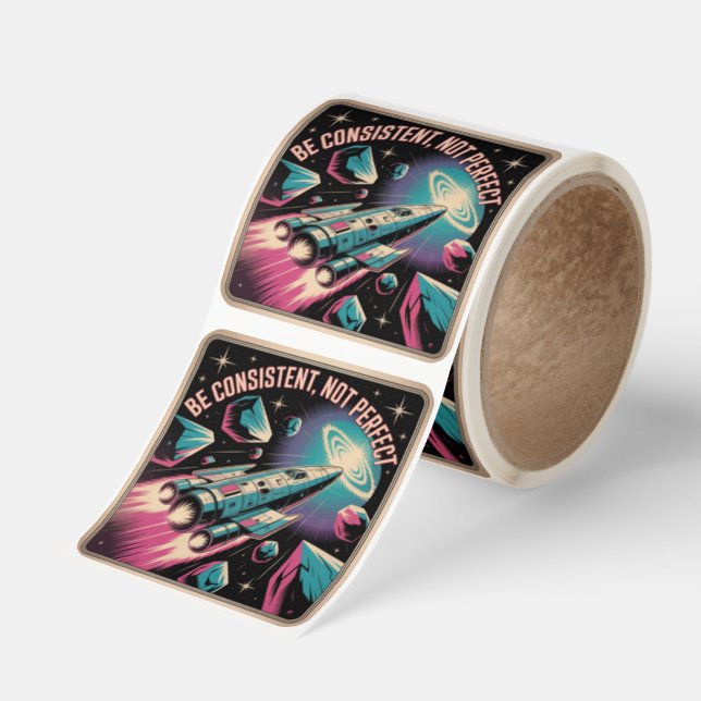 Be Consistent, Not Perfect Square Sticker (Roll)