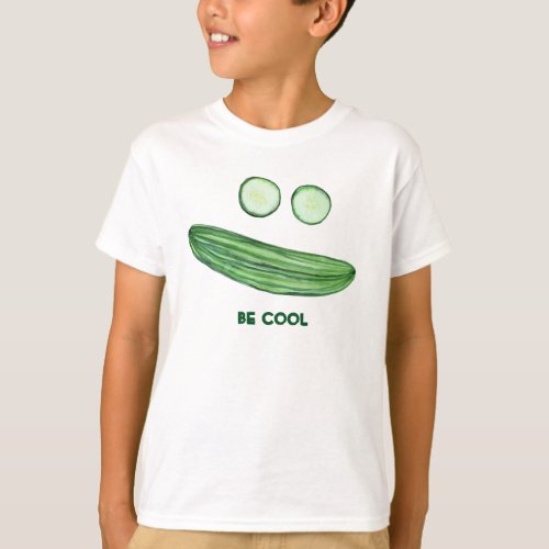 BE COOL as a Cucumber Funny Watercolor Face T_Shirt