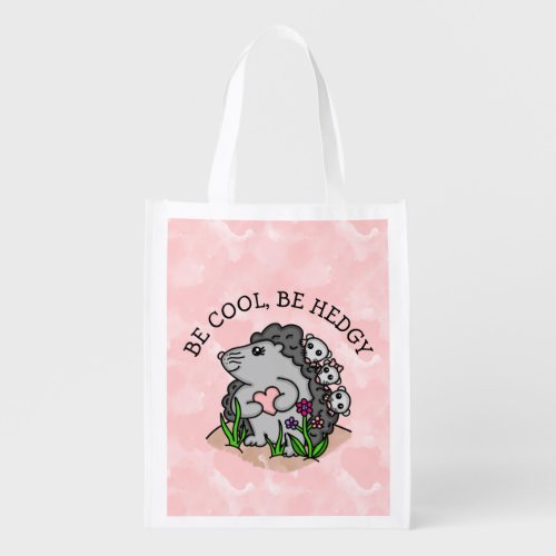 Be Cool Be Hedgy  Cute Hedgehog Kawaii Art Grocery Bag