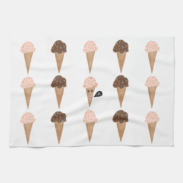 BE COOL Funny Talking Pink Ice Cream Kitchen Towel (Horizontal)