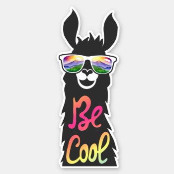 Be Cool Llama Alpaca In Sunglasses Sticker by Stickies at Zazzle