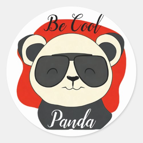 Be Cool Panda Sunglasses Edit Name Text Classic Round Sticker
