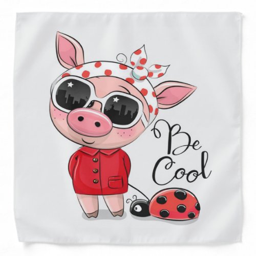 Be Cool Pig  Pig  Ladybug  Pet Lover Bandana
