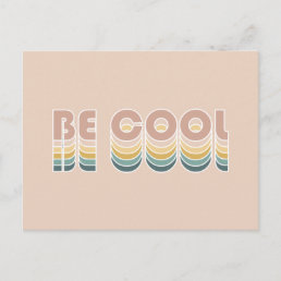 Be Cool Retro Rainbow Typography Postcard