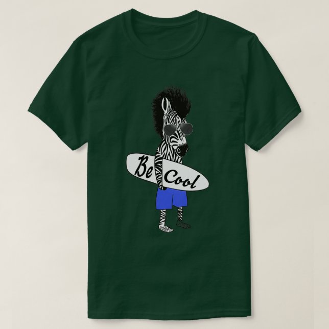 Be Cool Surfing Zebra T-Shirt (Design Front)