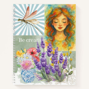 Be Creative Elegant collage watercolor artwork Notebook