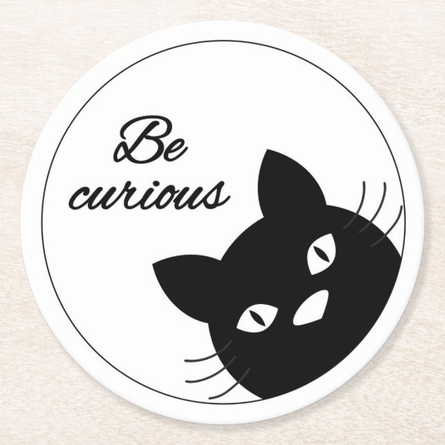 Be Curious Round Paper Coaster (Front)