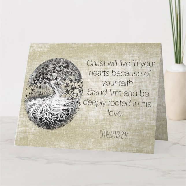 Be Deeply Rooted in His Love Christian Thank you Card (Front)