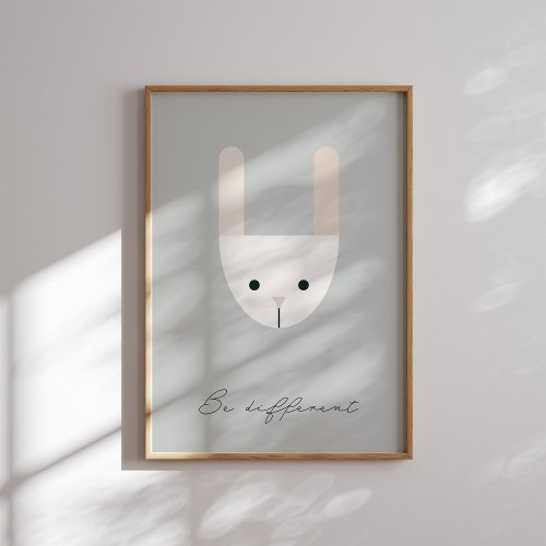 Be different bunny kids affirmation neutral poster