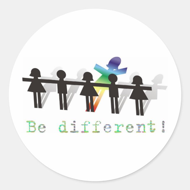 Be different! classic round sticker (Front)