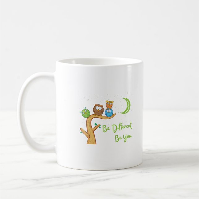 Be Different Cute Owl Bird Coffee Mug (Left)