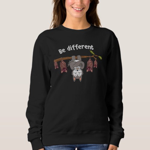 Be Different Cute Wolf With Bats Hanging On Tree Sweatshirt