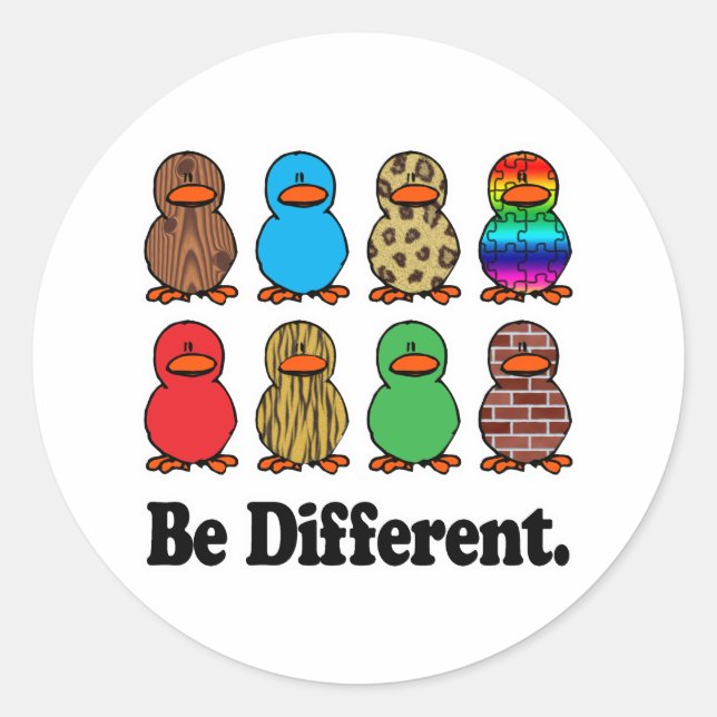 Be Different Ducks Classic Round Sticker (Front)