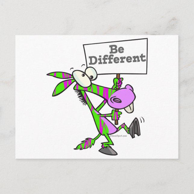 be different funky zebra pattern donkey postcard (Front)