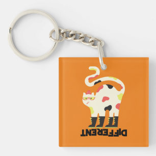 Be different funny funky cat design keychain