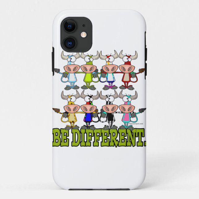 BE DIFFERENT funny funky cows Case-Mate iPhone Case (Back)