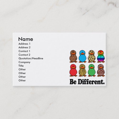 be different funny pattern ducky ducks business card template