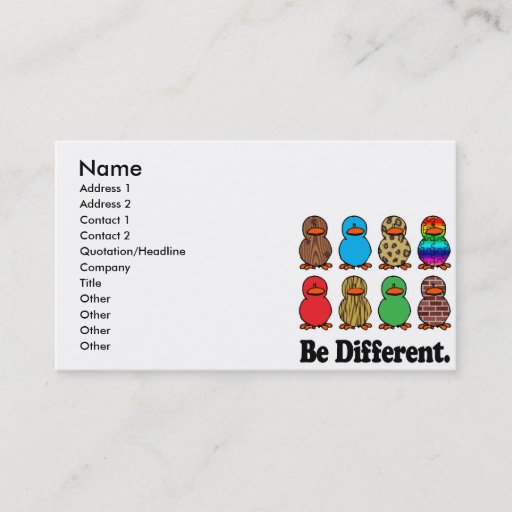 Customizable be different funny pattern ducky ducks business card template