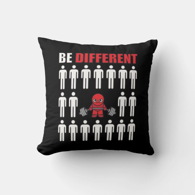 Be Different - Kawaii Anime Bodybuilding Workout Throw Pillow (Front)