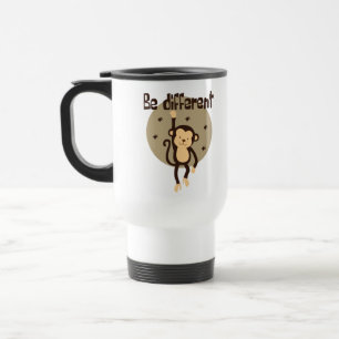 Be Different Kawaii Brown Monkey Hanging On Travel Mug