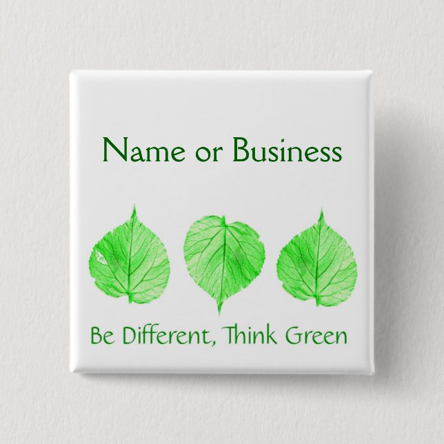 Be Different Think Green Custom Name Business Pinback Button (Front)