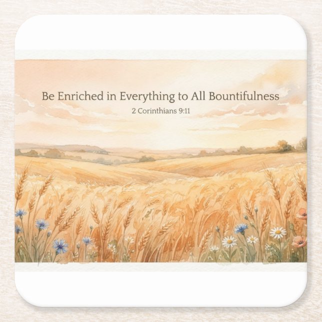 Be Enriched Thanksgiving Square Paper Coaster (Front)