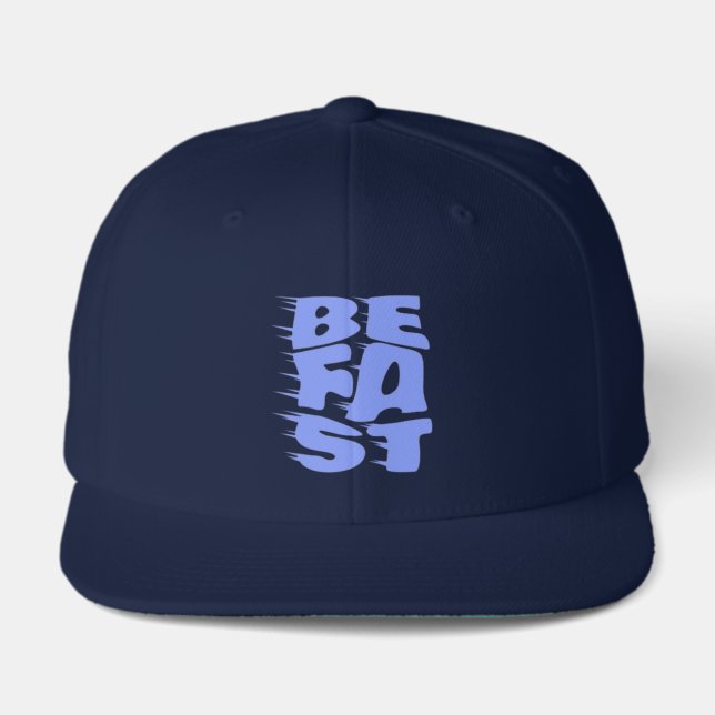 BE FAST - Bold Navy Blue Snapback Hat (Front)