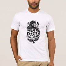 Be Fearless Lion Crest Motivational Graphic T-Shir