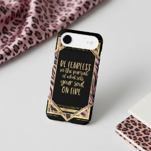Be Fearless Quote Pink Leopard Print Art Deco iPhone 17 Air Case