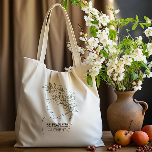 Be Fearlessly Flowers Head Feminine Tote Bag