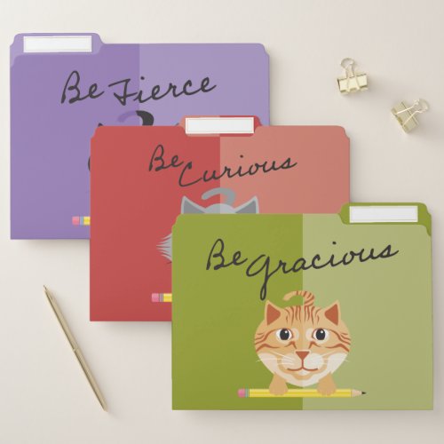 Be Fierce Be Curious Be Gracious Kitty Cat Pencil File Folder
