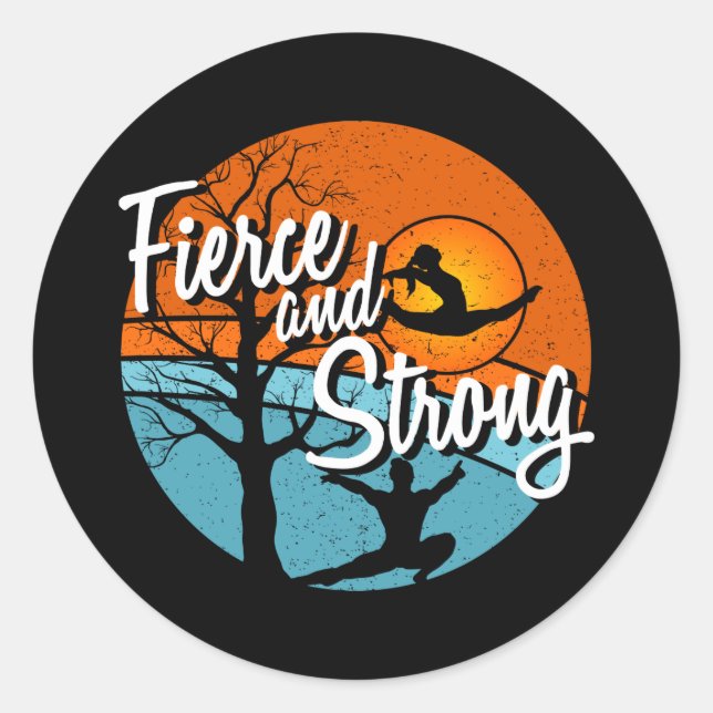Be Fierce, Be Strong Women's Gymnastics Classic Round Sticker (Front)