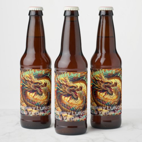 Be fierce Embrace the Dragon Lunar New Year Beer Bottle Label