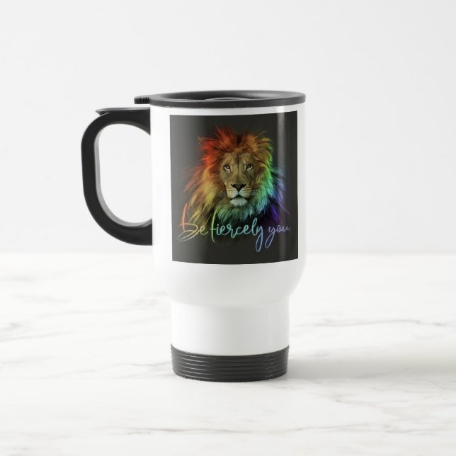 "Be Fiercely You" Travel Coffee Mug. Mug (Left)