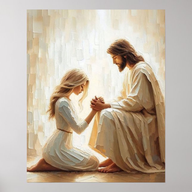 Be Forgiven, Christian Painting, Jesus and Woman  Poster (Front)