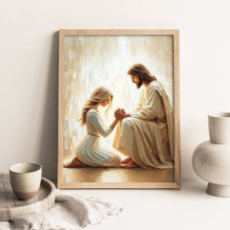 Be Forgiven, Christian Painting, Jesus and Woman  Poster