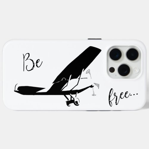Be Free Aircraft Retro Airplane black and white iPhone 15 Pro Max Case