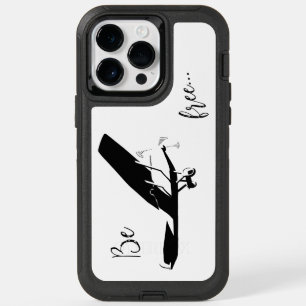 "Be Free" Aircraft Retro Airplane black and white OtterBox iPhone 14 Pro Max Case