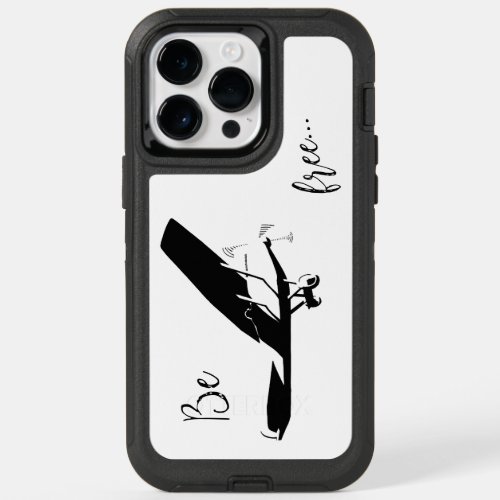 Be Free Aircraft Retro Airplane black and white OtterBox iPhone 14 Pro Max Case