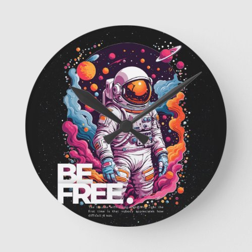 BE FREE Astronaut design Round Clock