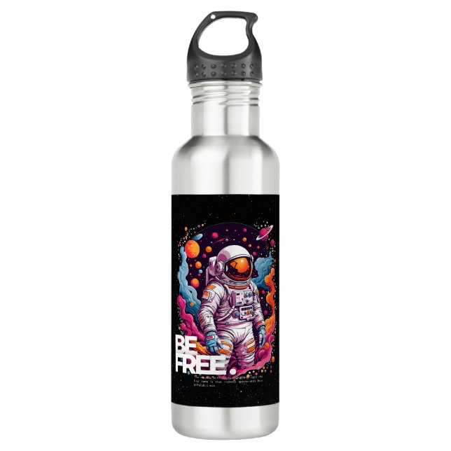 BE FREE Astronaut design Stainless Steel Water Bottle (Front)