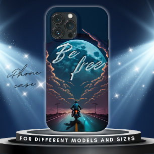 Be Free Motorcycle riding by moonlight T-Shirt Case-Mate iPhone 14 Case