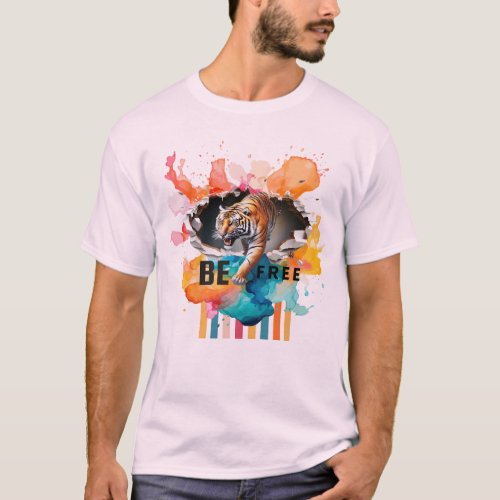 Be free tiger design T shirt