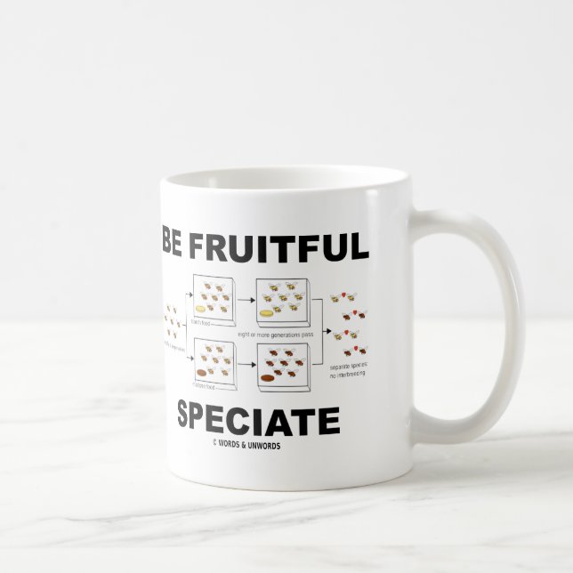 Be Fruitful Speciate (Evolution Humor) Coffee Mug (Right)