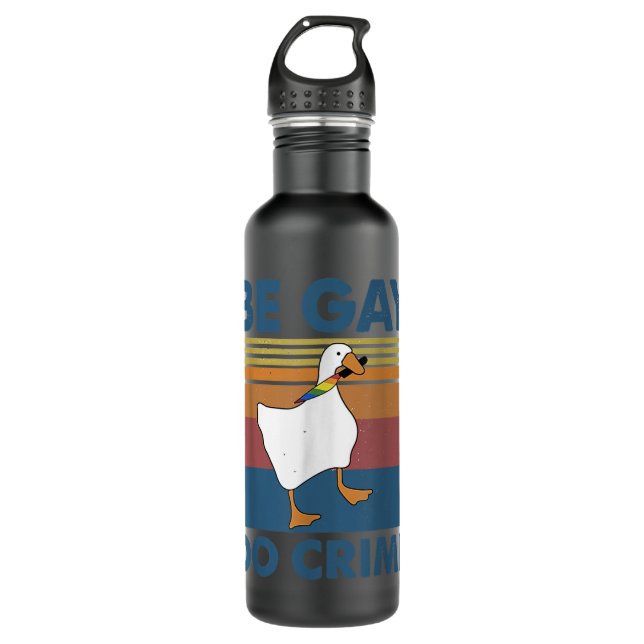Be Gay Do Crime  Stainless Steel Water Bottle (Front)