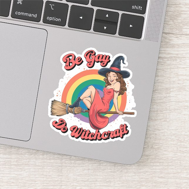 Be Gay Do Witchcraft Gay Pride Witch Halloween Sticker (Detail)