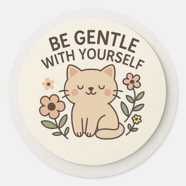 Be Gentle With Yourself Cat Sticker (Front)