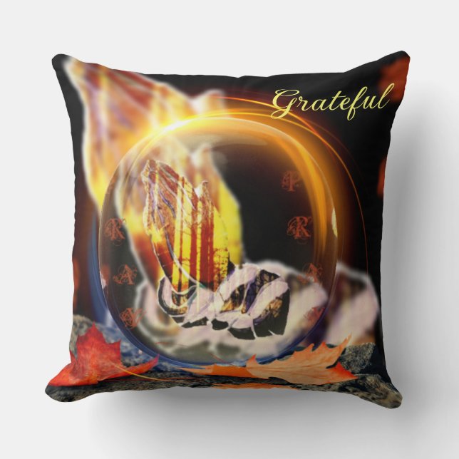 Be Grateful Blessing and Faith Throw Pillow (Front)