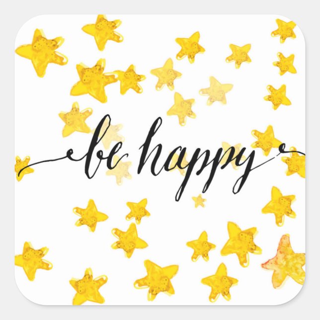 Be Happy 3 Square Sticker (Front)