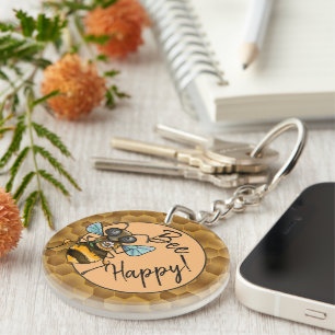 Be Happy Adorable Honeybee Keychain